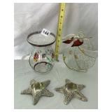 GLASS OIL WARMER, STAINED GLASS ANGEL FIGURINE,