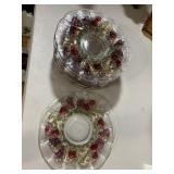 VINTAGE GLASS DESSERT PLATES, FRUIT MOTIF, CLEAR