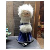 DECORATIVE CHRISTMAS DOLL, BLUE VELVET DRESS,