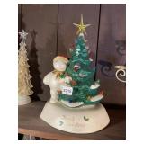 CERAMIC SNOWMAN AND CHRISTMAS TREE FIGURINE,