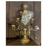 GILT METAL CANDELABRA, SCROLL DESIGN, STAR