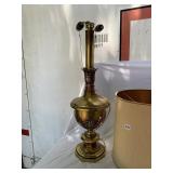 STIFFEL BRASS TABLE LAMP, URN FORM, LEAF MOTIF,