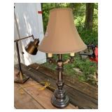 TRADITIONAL BRASS TABLE LAMP, THREE-LIGHT