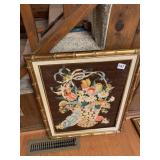 FLORAL BASKET NEEDLEPOINT, BAMBOO STYLE GILT