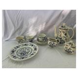 ENOCH WEDGWOOD BLUE ONION TEA SERVICE, INCLUDES