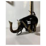 METAL ELEPHANT FIGURINE, BLACK AND BRASS-TONE