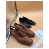 PIKOLINOS BROWN LASER-CUT LEATHER SLINGBACKS,