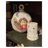CERAMIC ANGEL ORNAMENT, WHITE W/ GOLD ACCENTS,