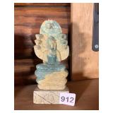 CARVED STONE BUDDHA FIGURINE, NAGA SERPENT MOTIF,