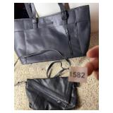 KENSINGTON FAUX LEATHER TOTE BAG, BLACK, PINK
