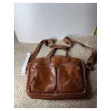 S. BABILA MILANO LEATHER BRIEFCASE, TAN,