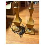 VTG TABLE LAMPS (2), WOOD CONSTRUCTION, TAPERED