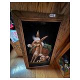 VTG VELVET PAINTING, DONKEY SUBJECT, WOOD FRAME.
