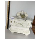 MCCOY POTTERY COOKIE JAR, STOVE FORM, CREAM