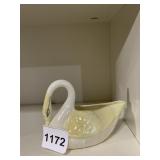 BELLEEK IRELAND PORCELAIN SWAN PLANTER, CREAM