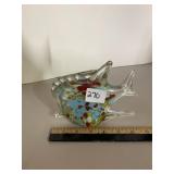 ART GLASS FISH FIGURINE, MULTICOLOR CONFETTI