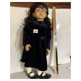 MY TWIN DOLL, DARK HAIR, GLASSES, VELVET DRESS,