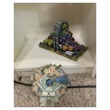 FRUIT THEMED BOOKENDS, STONEWARE CONSTRUCTION,