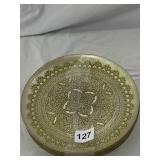 VTG LACE-PATTERNED GLASS PLATES, GOLD-TONE