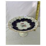 WALDERSHOF PORCELAIN PEDESTAL BOWL, COBALT BLUE