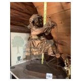 VINTAGE FIGURINE, GIRL ON PENNY FARTHING BICYCLE,