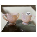 OPALESCENT GLASS CREAMER AND SUGAR BOWL SET,