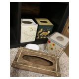 ASSORTED DECORATIVE TISSUE BOX COVERS (3) AND