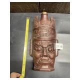 CHINESE TERRACOTTA LIQUOR BOTTLE, MOLDED WARRIOR