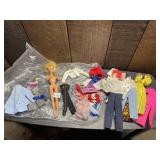 MATTEL BARBIE DOLL W/ ASSORTED CLOTHING, PANTS,