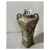 NIPPON HAND PAINTED PORCELAIN VASE, SQUARE FORM,