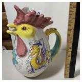 WILLIAMS SONOMA ROOSTER PITCHER, HAND PAINTED
