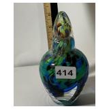 ART GLASS PERFUME BOTTLE, MULTICOLOR SWIRL