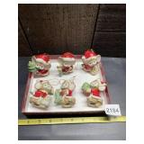 HOMCO MOUSE CHRISTMAS ORNAMENTS, PORCELAIN,