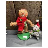 ANNALEE DOLLS GINGERBREAD MAN AND CAT FIGURES,