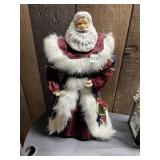 SANTA CLAUS FIGURE, CERAMIC HEAD, FABRIC
