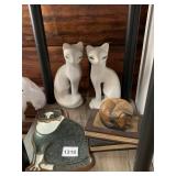 CERAMIC CAT FIGURINES (2) AND VICTORIA LITTLEJOHN