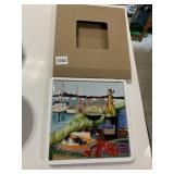 CERAMIC DECORATIVE TILE, NAUTICAL THEME W/ WINE