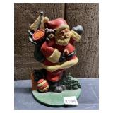 VINTAGE CAST IRON SANTA CLAUS FIGURINE, PAINTED