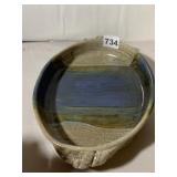 STUDIO POTTERY SERVING DISH, EARTHENWARE, BLUE