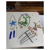 ASSORTED DECORATIVE WIND CHIMES, METAL AND GLASS,