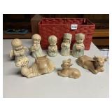 CERAMIC NATIVITY FIGURINES, GLAZED EARTH TONE