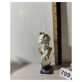 BONDIA S.L. PORCELAIN BUST, WHITE AND BLUE GLAZE,