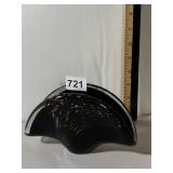 ART GLASS NAPKIN HOLDER, BLACK GLASS W/