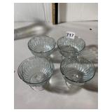 VINTAGE GLASS FOOTED BOWLS, BLUE TINT, GOLD STAR