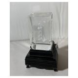LIGHTHOUSE ETCHED CRYSTAL BLOCK, RECTANGULAR