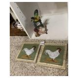 DECORATIVE CERAMIC ROOSTER WALL PLAQUES (2),