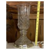 CRYSTAL TABLE LAMP, DIAMOND CUT PATTERN, BRASS