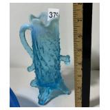 HOBNAIL ART GLASS VASE, BLUE OPALESCENT, TREE