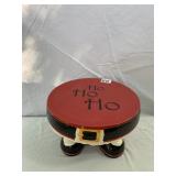 MAGENTA CERAMIC SANTA BELT STOOL, RED TOP W/ HO