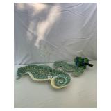 PIER 1 MELAMINE SEAHORSE SERVING TRAYS (2),